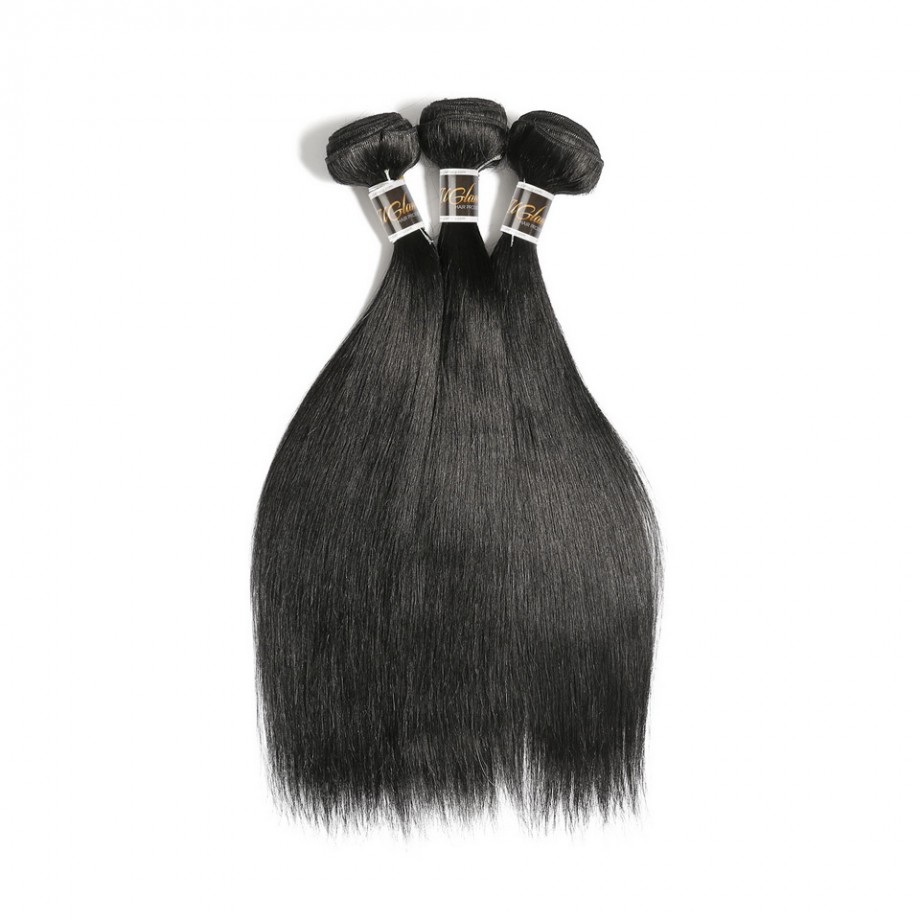 Uglam 3/4pcs Black Bundles Straight Hair Bundles Color#1