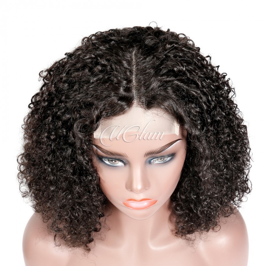 Double Drawn Pissy Curly 4x4 Lace Closure Wig 250%