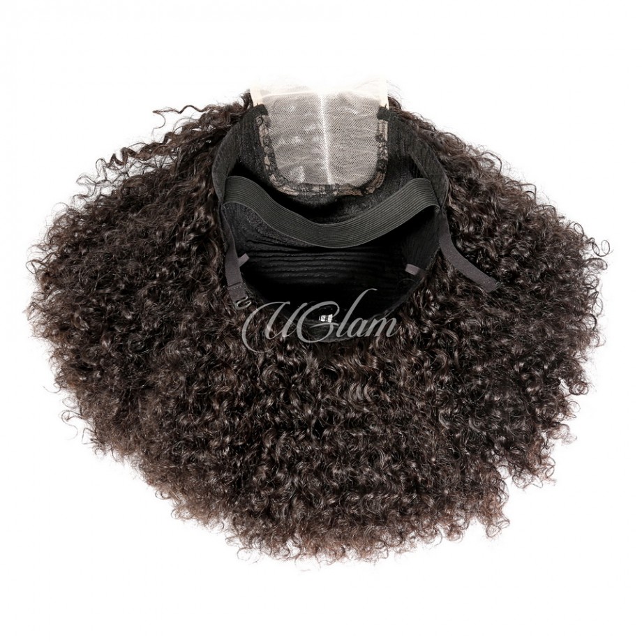 Double Drawn Pissy Curly 4x4 Lace Closure Wig 250%