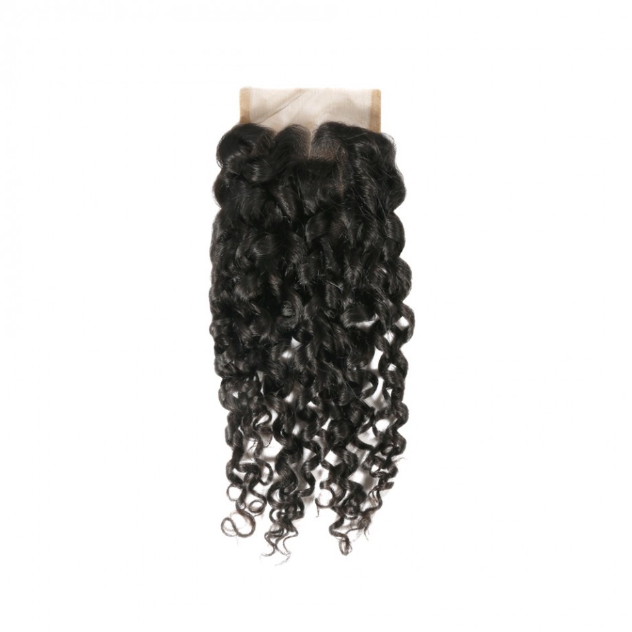 Uglam Double Drawn Bundles With 4X4 Lace Closure Pissy A Curly