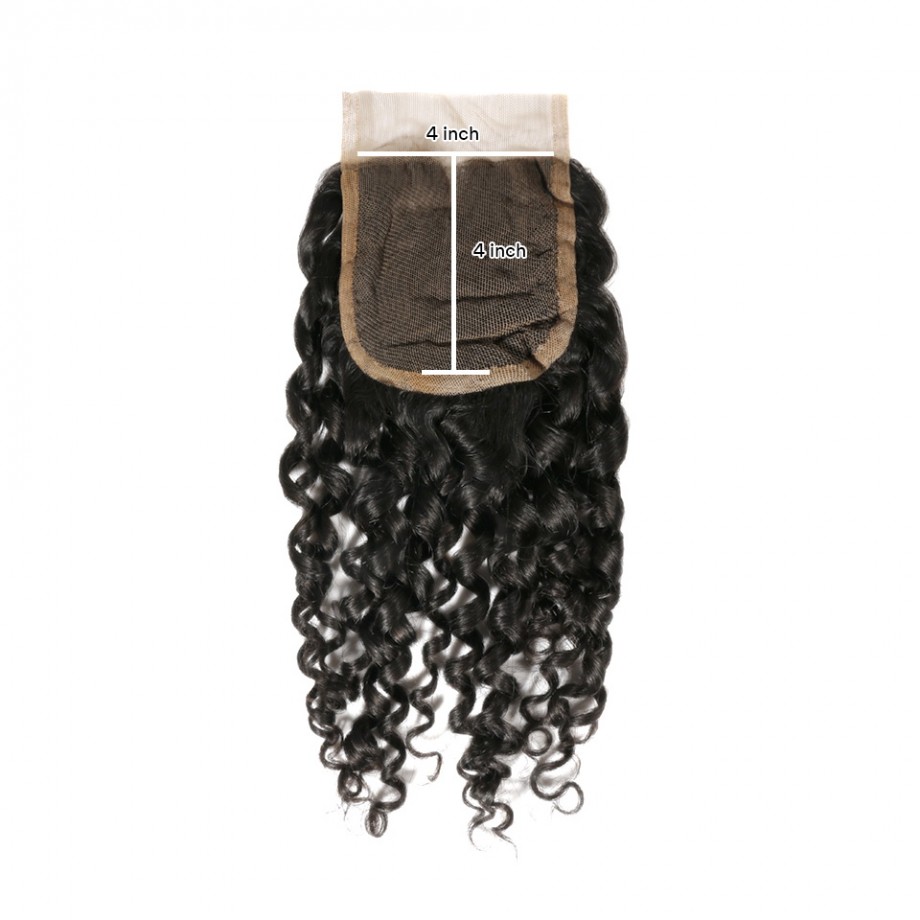 Uglam Double Drawn Bundles With 4X4 Lace Closure Pissy A Curly