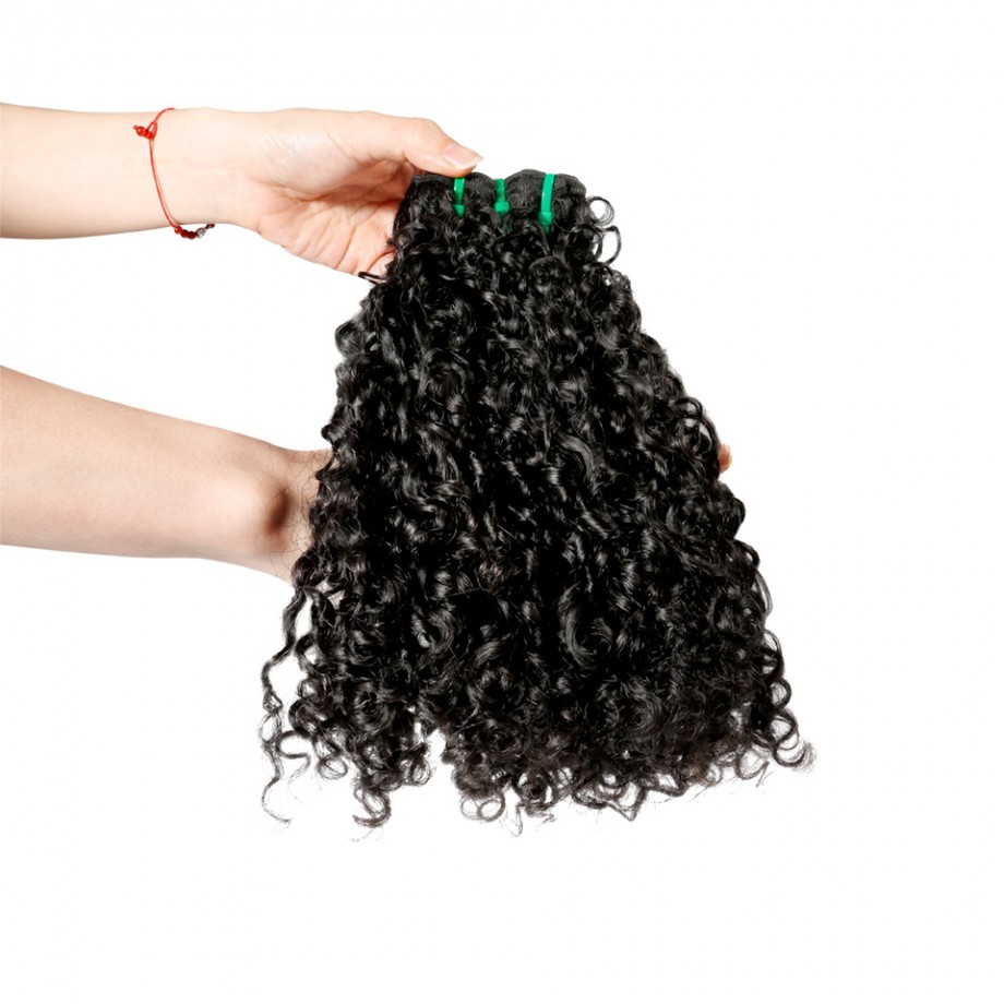 Uglam 3/4pcs Double Drawn Bundles Pissy A Curly Virgin Human Hair