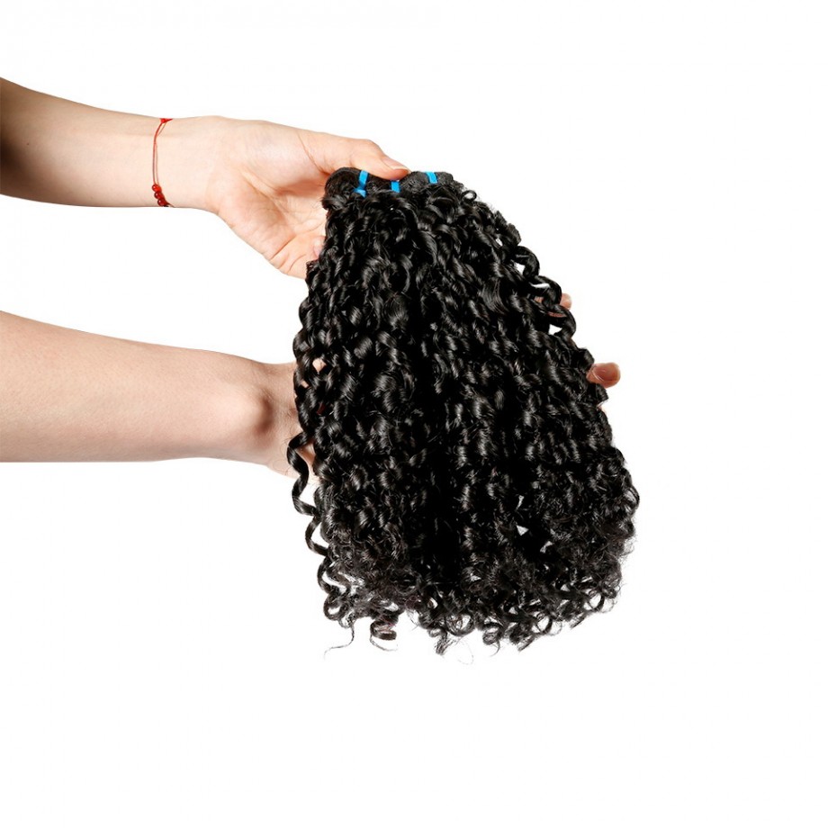 Uglam 3/4pcs Double Drawn Bundles Pissy B Curly Virgin Human Hair