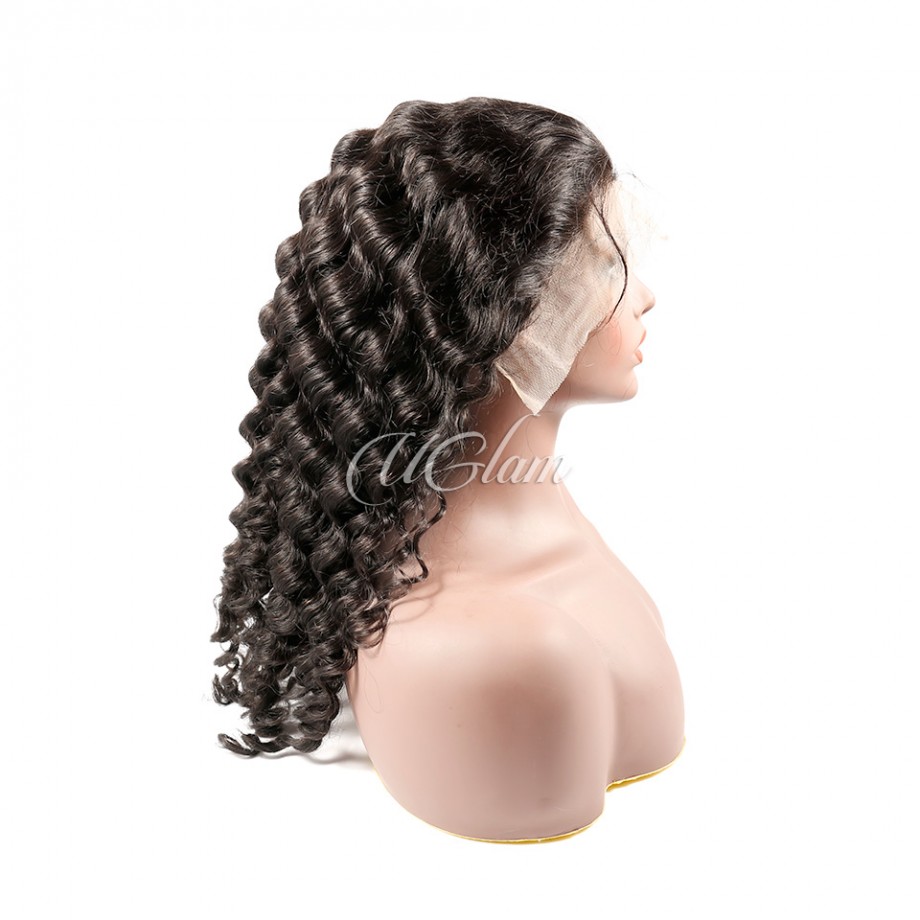 Virgin Human Hair 13x4 13x6 Transparent Lace Front Deep Wave Wig 200% Density