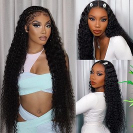 Virgin Human Hair 13x4 13x6 Transparent Lace Front Deep Wave Wig 200% Density