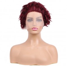 Uglam #99J/P4/27 Color T Part Lace Front Wigs Pixie Cut Curly Hair