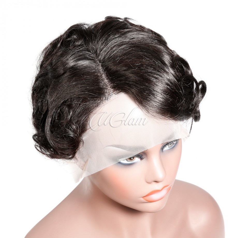 Uglam T Part Lace Front Wigs Pixie Cut Curly Hair