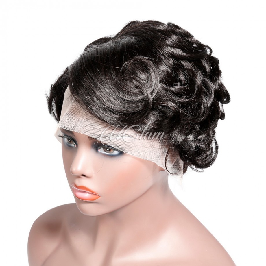 Uglam T Part Lace Front Wigs Pixie Cut Curly Hair