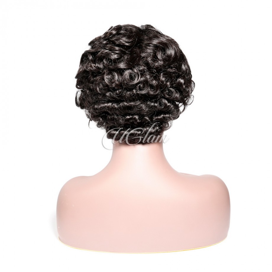 Uglam T Part Lace Front Wigs Pixie Cut Curly Hair