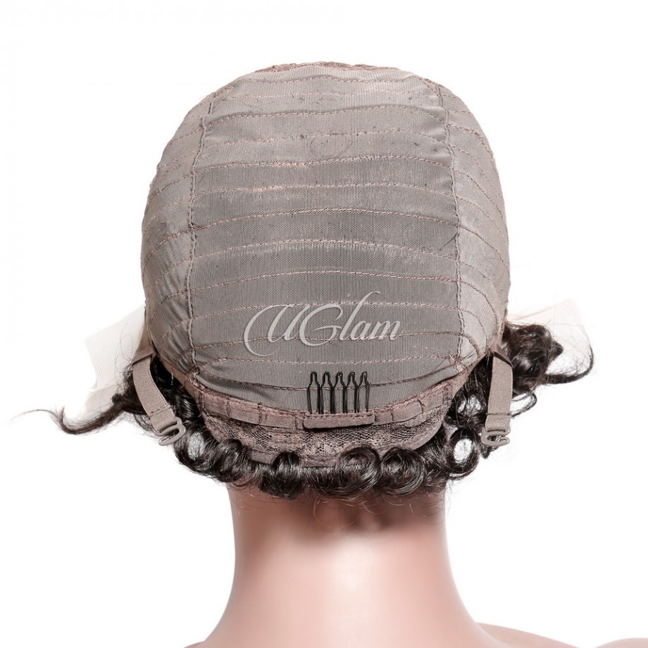 Uglam T Part Lace Front Wigs Pixie Cut Curly Hair