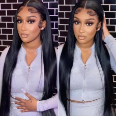 Virgin Human Hair 13x4 13x6  Transparent Lace Front Straight Wig 200% Density