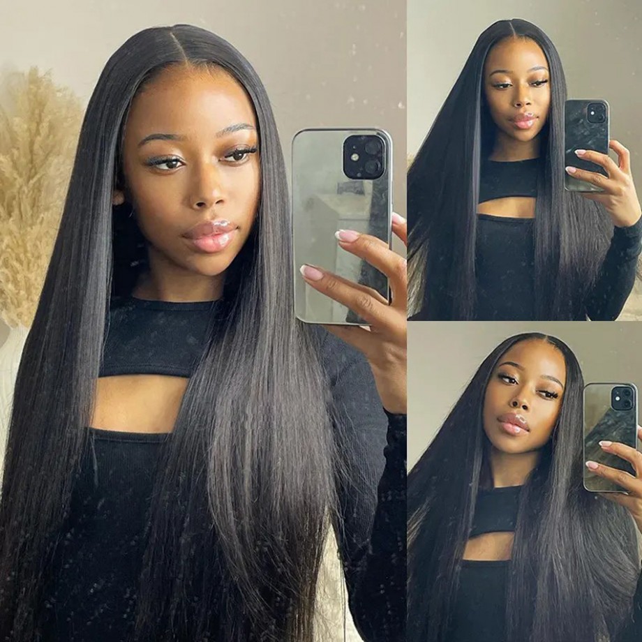 Uglam  2X6 Deep part Transparent lace Closure Straight Wig 200%