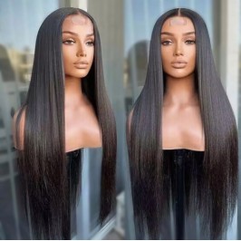 Uglam  2X6 Deep part Transparent lace Closure Straight Wig 200%