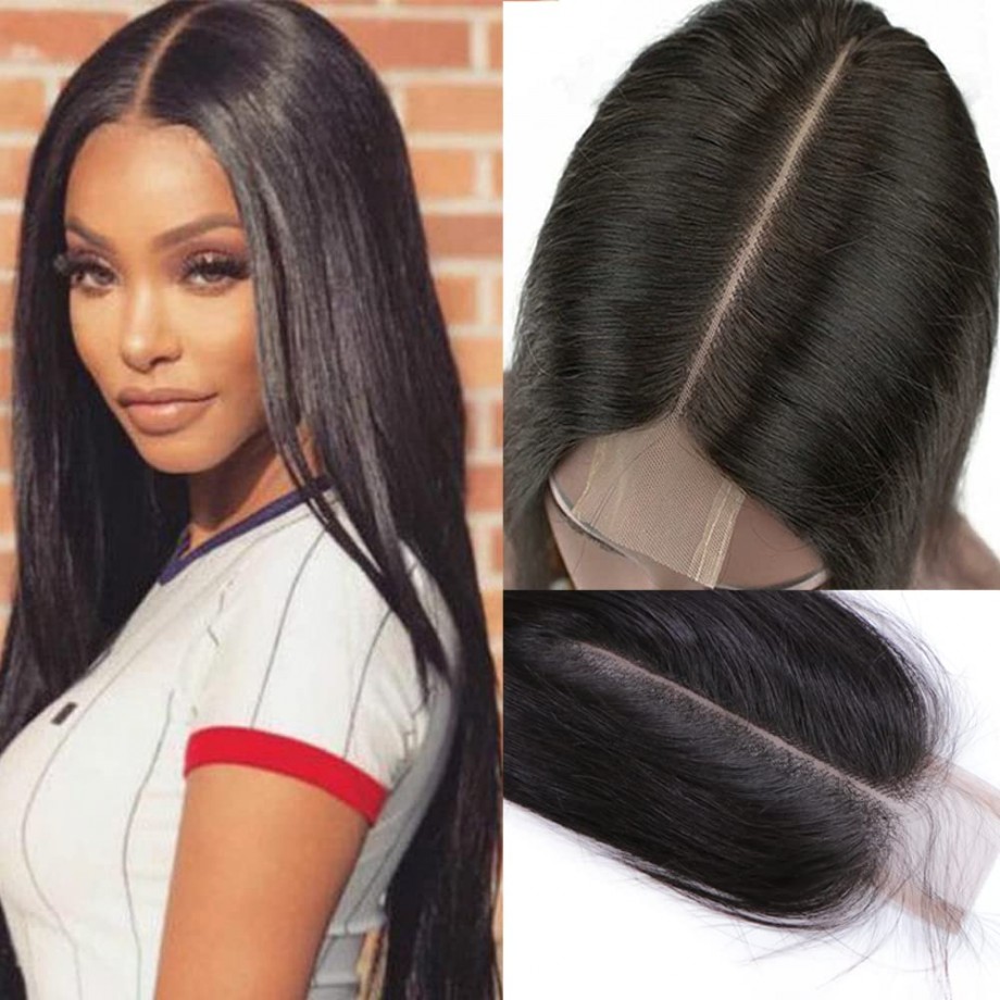 Uglam  2X6 Deep part Transparent lace Closure Straight Wig 200%