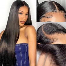 Virgin Human Hair Glueless 5x5 HD Lace Closure Straight Wig