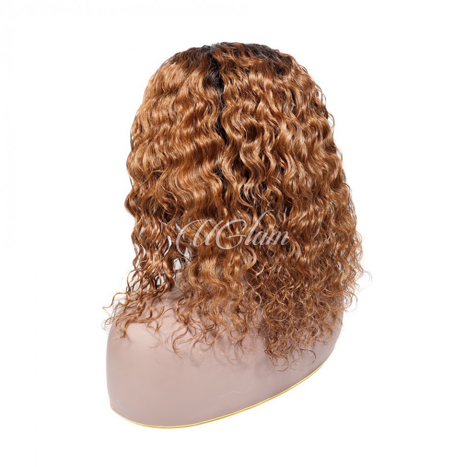 Uglam 1B/30 Bob T Part Lace Wigs Water Wave Hair