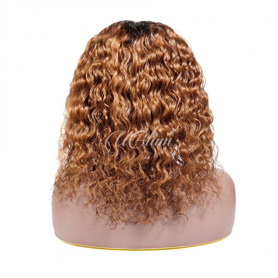 Uglam 1B/30 Bob T Part Lace Wigs Water Wave Hair