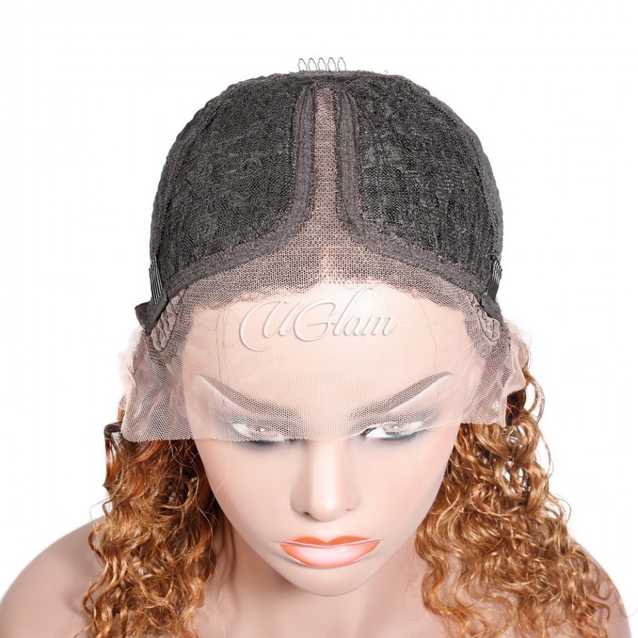 Uglam 1B/30 Bob T Part Lace Wigs Water Wave Hair
