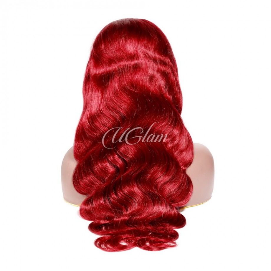 Uglam Reddish Transparent 13x4  Lace Frontal Wig Body Wave 