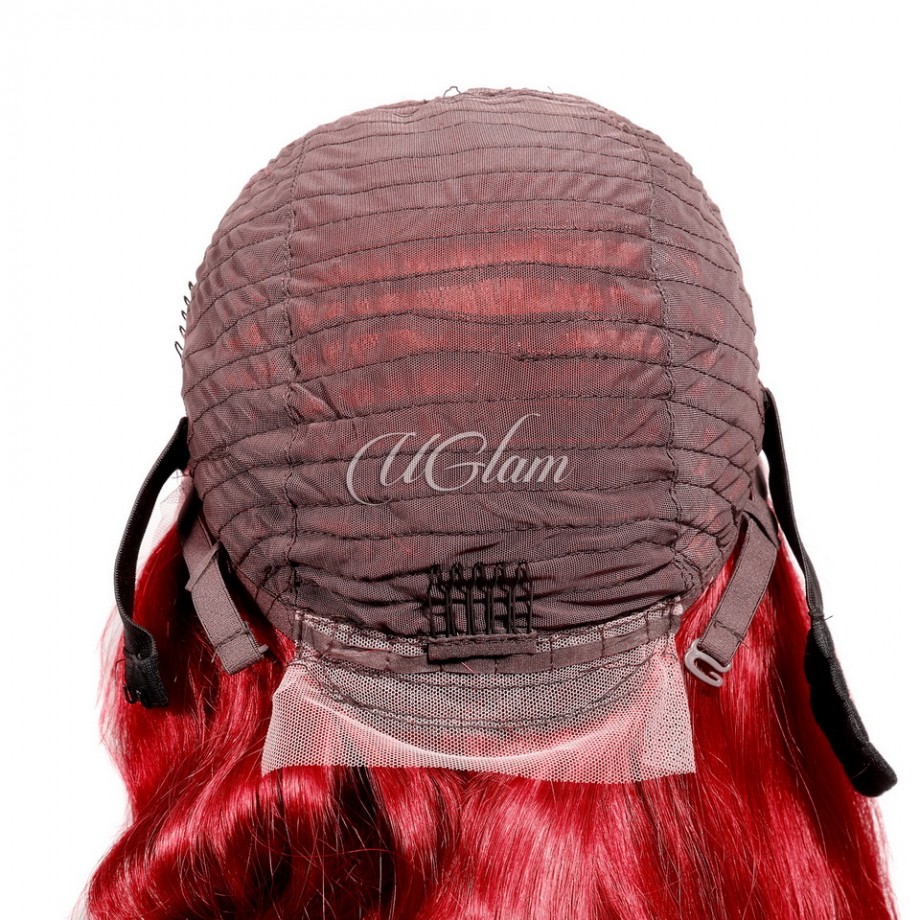 Uglam Reddish Transparent 13x4  Lace Frontal Wig Body Wave 