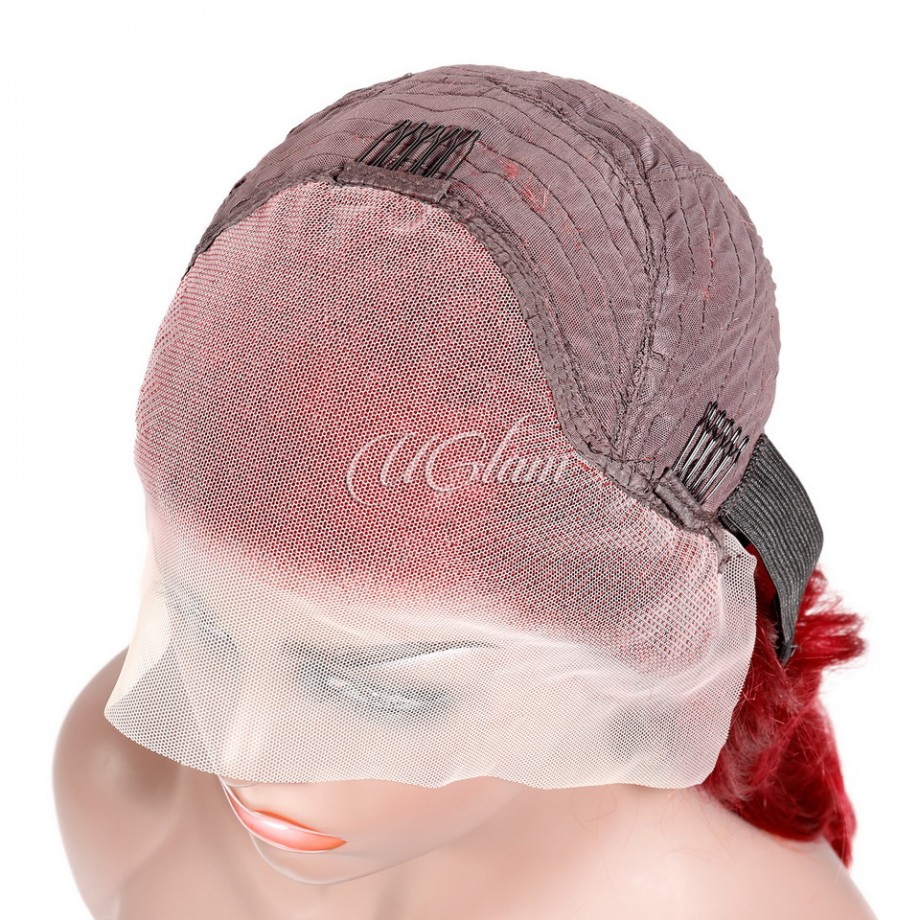 Uglam Reddish Transparent 13x4  Lace Frontal Wig Body Wave 