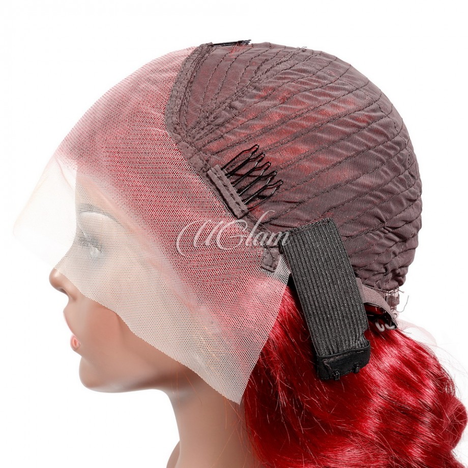 Uglam Reddish Transparent 13x4  Lace Frontal Wig Body Wave 