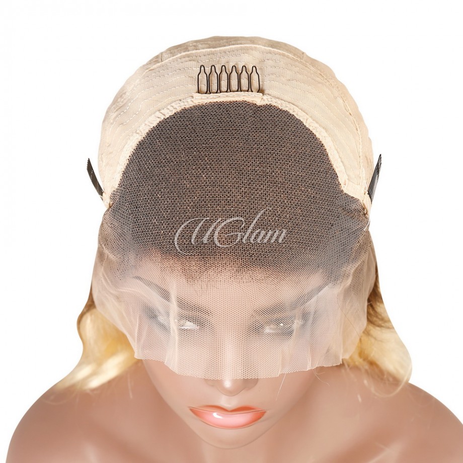 Uglam Color 1b/613 Ombre Transparent 13x4  Lace Frontal Wig Body Wave 