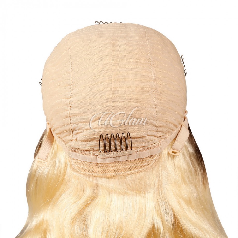 Uglam Color 1b/613 Ombre Transparent 13x4  Lace Frontal Wig Body Wave 