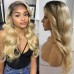 Uglam Color 1b/613 Ombre Transparent 13x4  Lace Frontal Wig Body Wave 