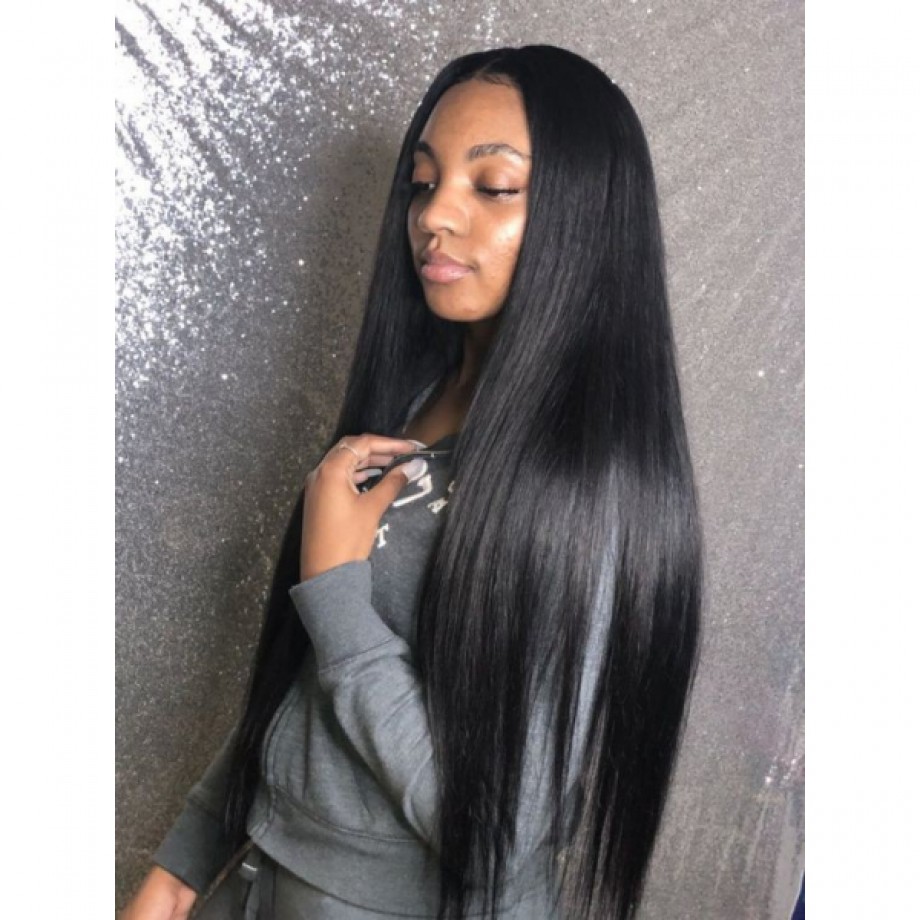 32 34 36 Inch Long Straight 13x4 Transparent Lace Full Frontal Wigs