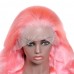 Uglam Color Pink Transparent 13x4  Lace Frontal Wig Body Wave 