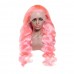 Uglam Color Pink Transparent 13x4  Lace Frontal Wig Body Wave 