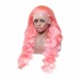 Uglam Color Pink Transparent 13x4  Lace Frontal Wig Body Wave 