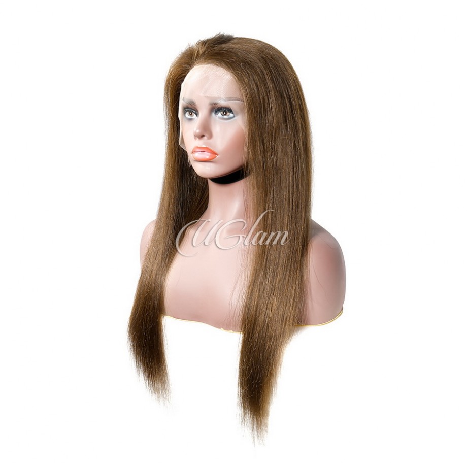 Human Hair 13x4 Transparent Lace Front  #4 Brown Color Straight Wigs