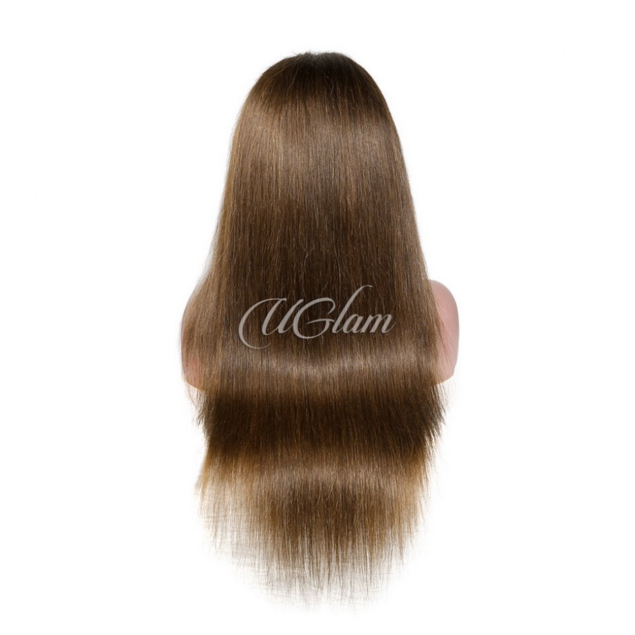 Human Hair 13x4 Transparent Lace Front  #4 Brown Color Straight Wigs
