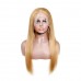 Human Hair 13x4 Transparent Lace Front  #27 Blonde Color Straight Wigs