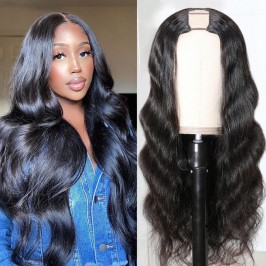 U Part Body Wave Human Hair Wig