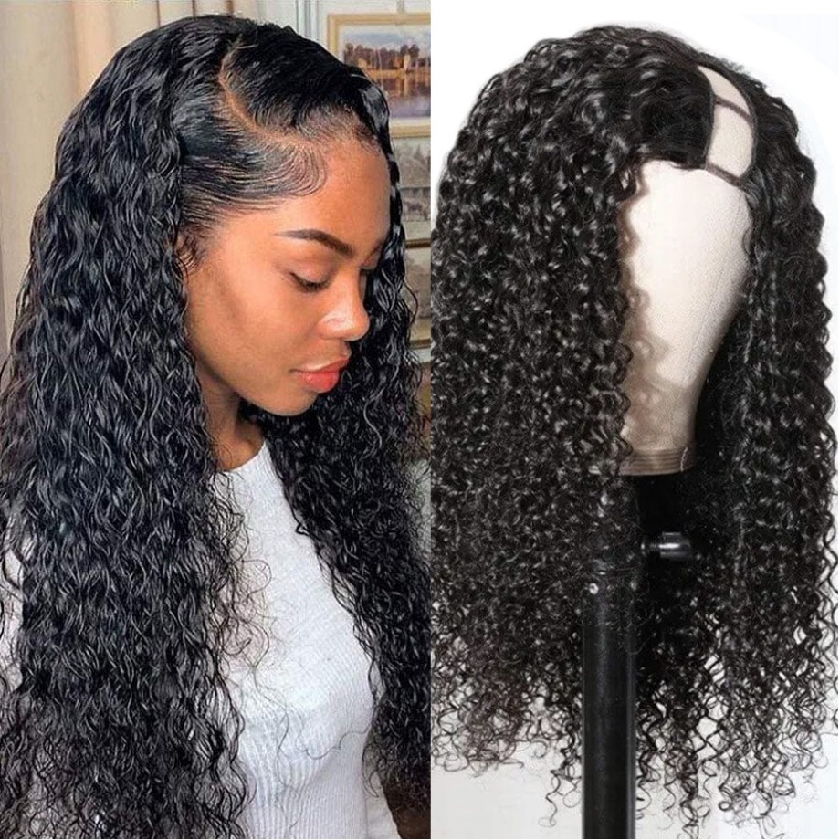 U Part Water Wave Human Hair Wig
