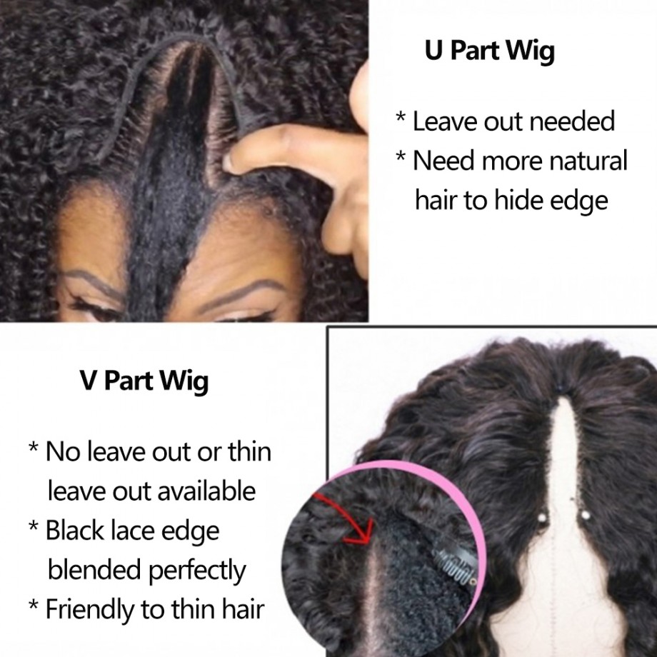 Uglam Afro Kinky Curly U&V Part Wigs