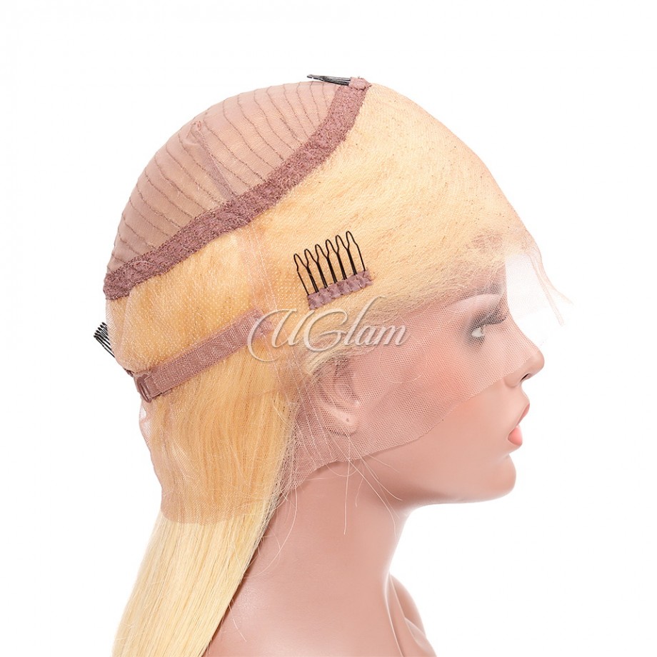 Uglam 360 Lace Front Wigs 613 Honey Blonde Color Straight 150% Density