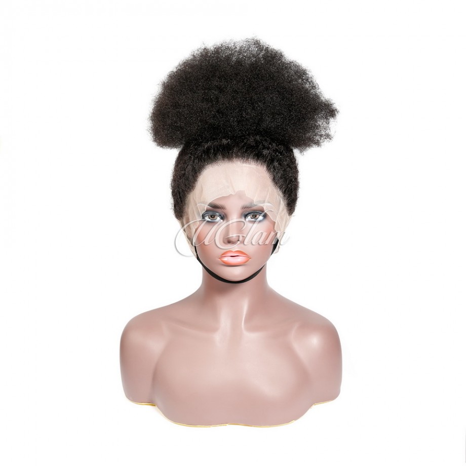Uglam High Puff Transparent Lace Kinky Curly 360 Wigs