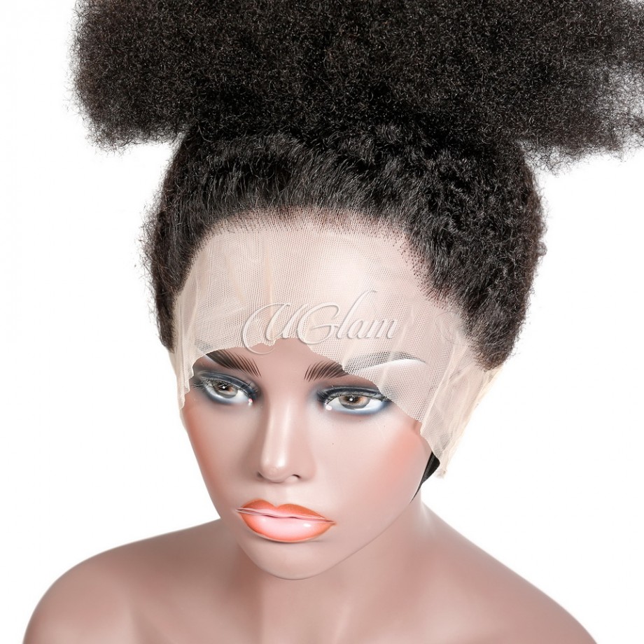 Uglam High Puff Transparent Lace Kinky Curly 360 Wigs