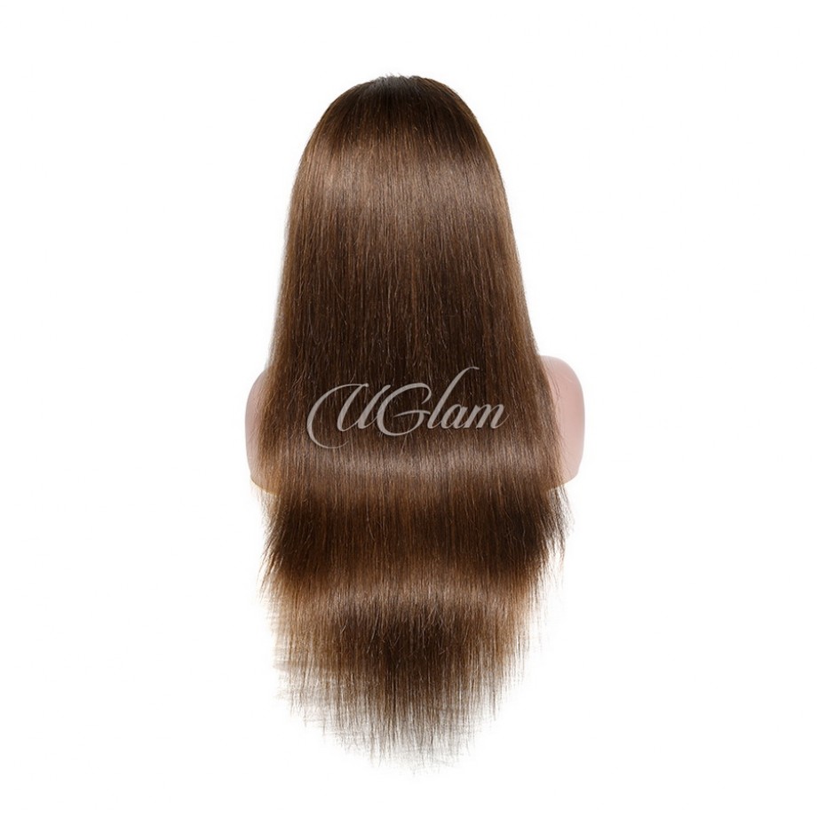 Human Hair 13x4 Transparent Lace Front Wigs #2 Brown Color Straight Hair