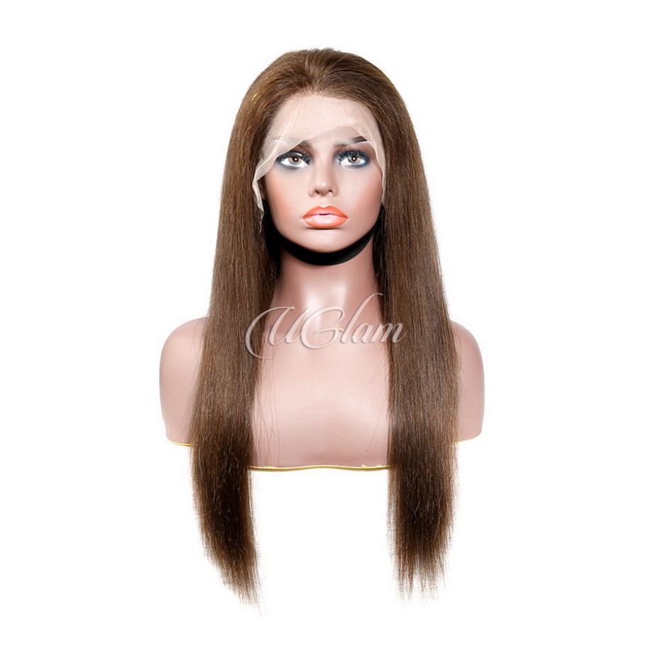 13x4 Transparent Lace Front Wigs #2 Brown Color Straight Hair