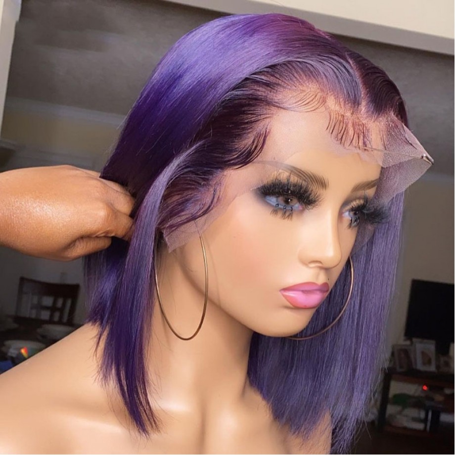 Uglam Color 13X4 Lace Closure Bob Wig Straight