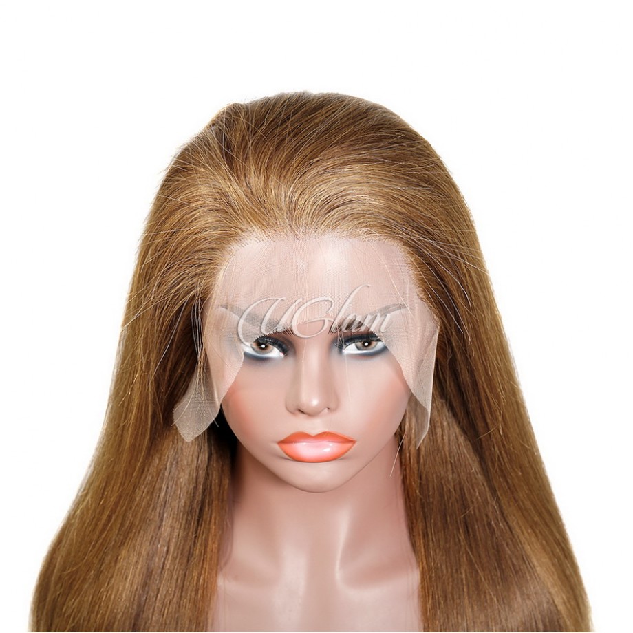 Human Hair 13x4 Transparent Lace Front  #6 Color Straight Wigs