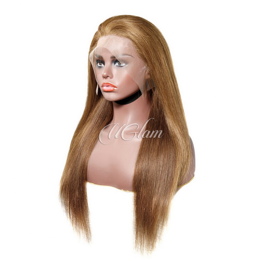 Human Hair 13x4 Transparent Lace Front  #6 Color Straight Wigs