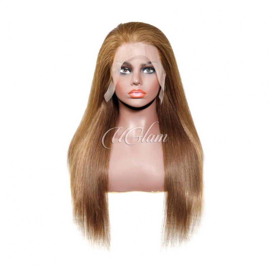 Human Hair 13x4 Transparent Lace Front  #6 Color Straight Wigs