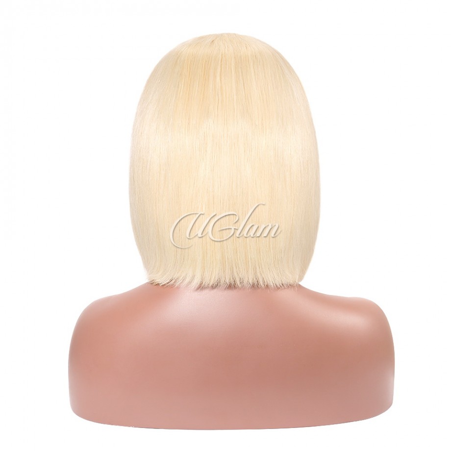 #613 Honey Blonde Color Lace Front Bob Human Hair Wigs With Bangs