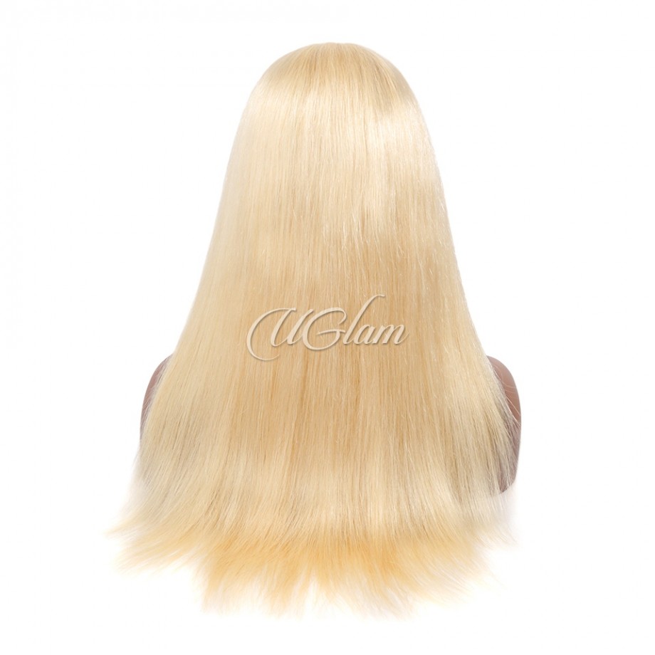 Virgin 13X4 Lace Front #613 Blonde Color Straight Human Hair Wigs 150% Density